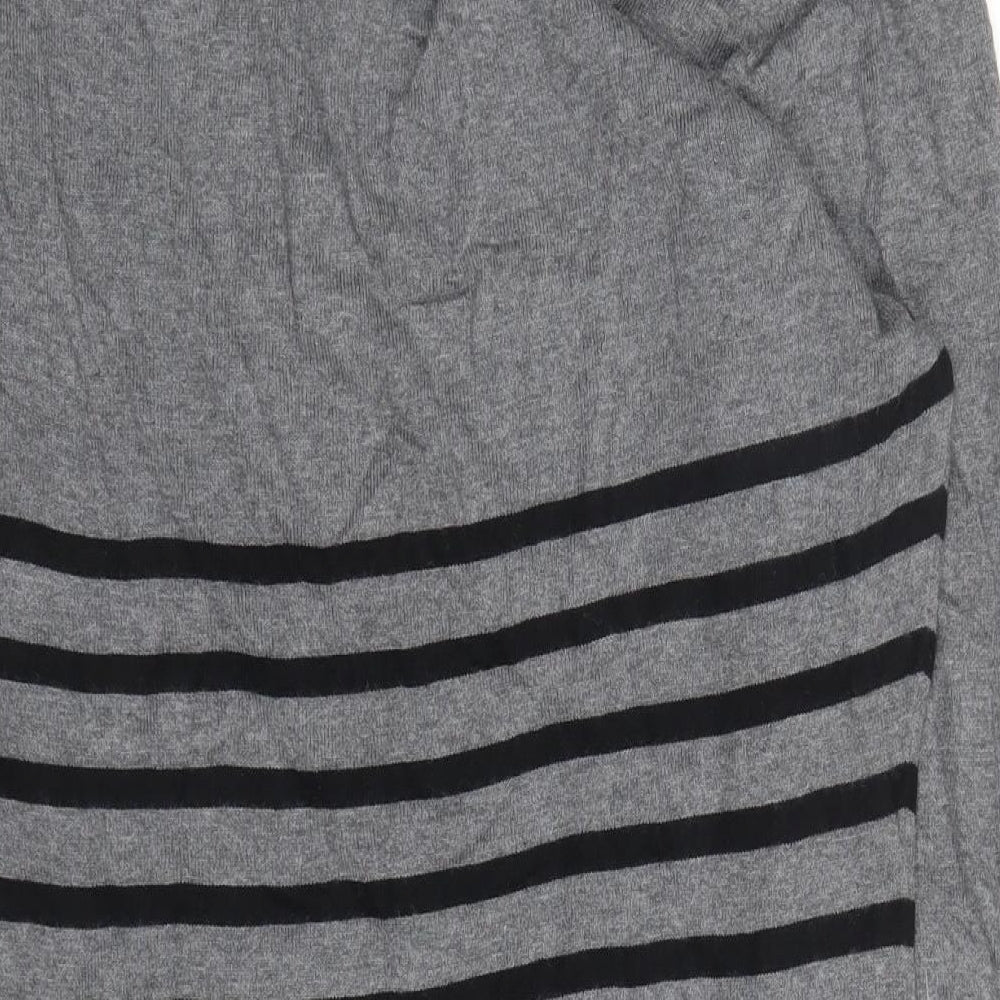 NEXT Womens Grey V-Neck Striped Cotton Tunic Jumper Size 8