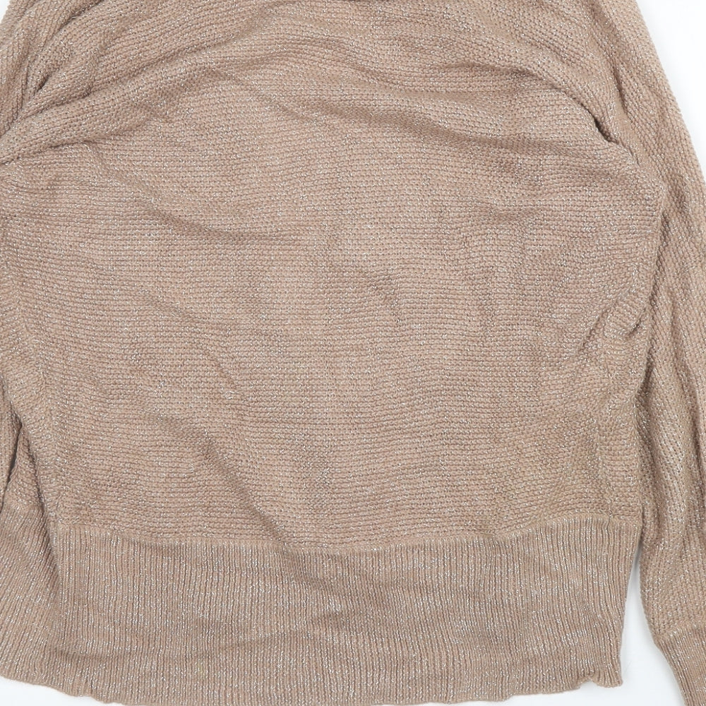 Marks & Spencer Womens Beige V-Neck Cotton Cardigan Jumper Size 10