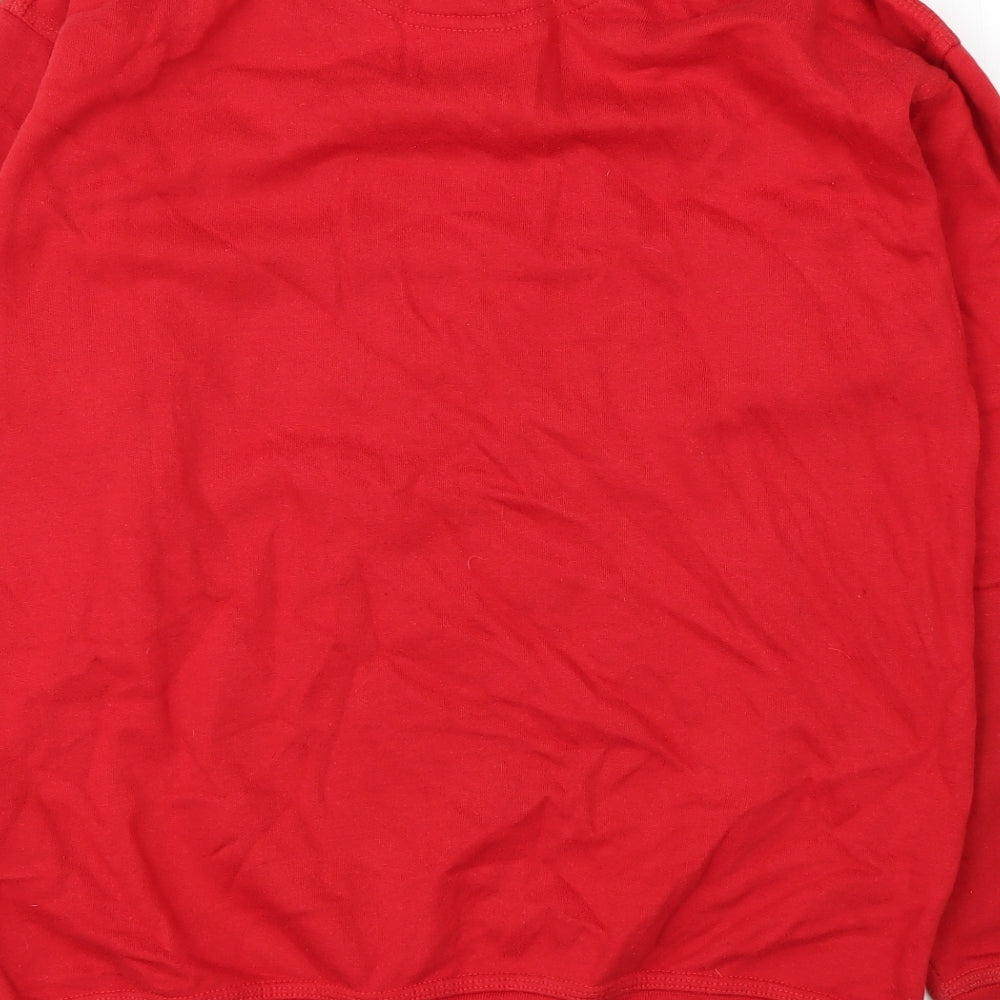 Orn Mens Red Round Neck Cotton Pullover Jumper Size S