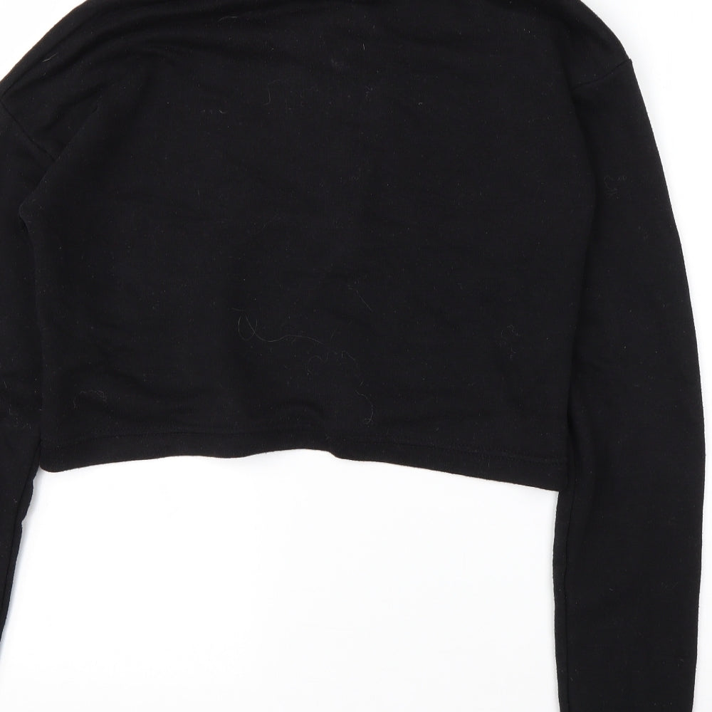 Boohoo Womens Black High Neck Cotton Pullover Jumper Size 8