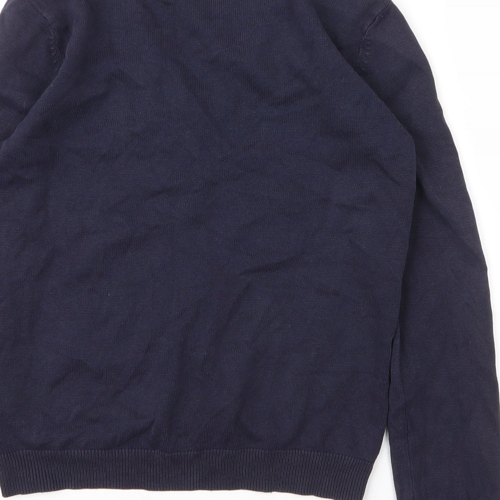 George Girls Blue V-Neck Cotton Cardigan Jumper Size 9 Years Button