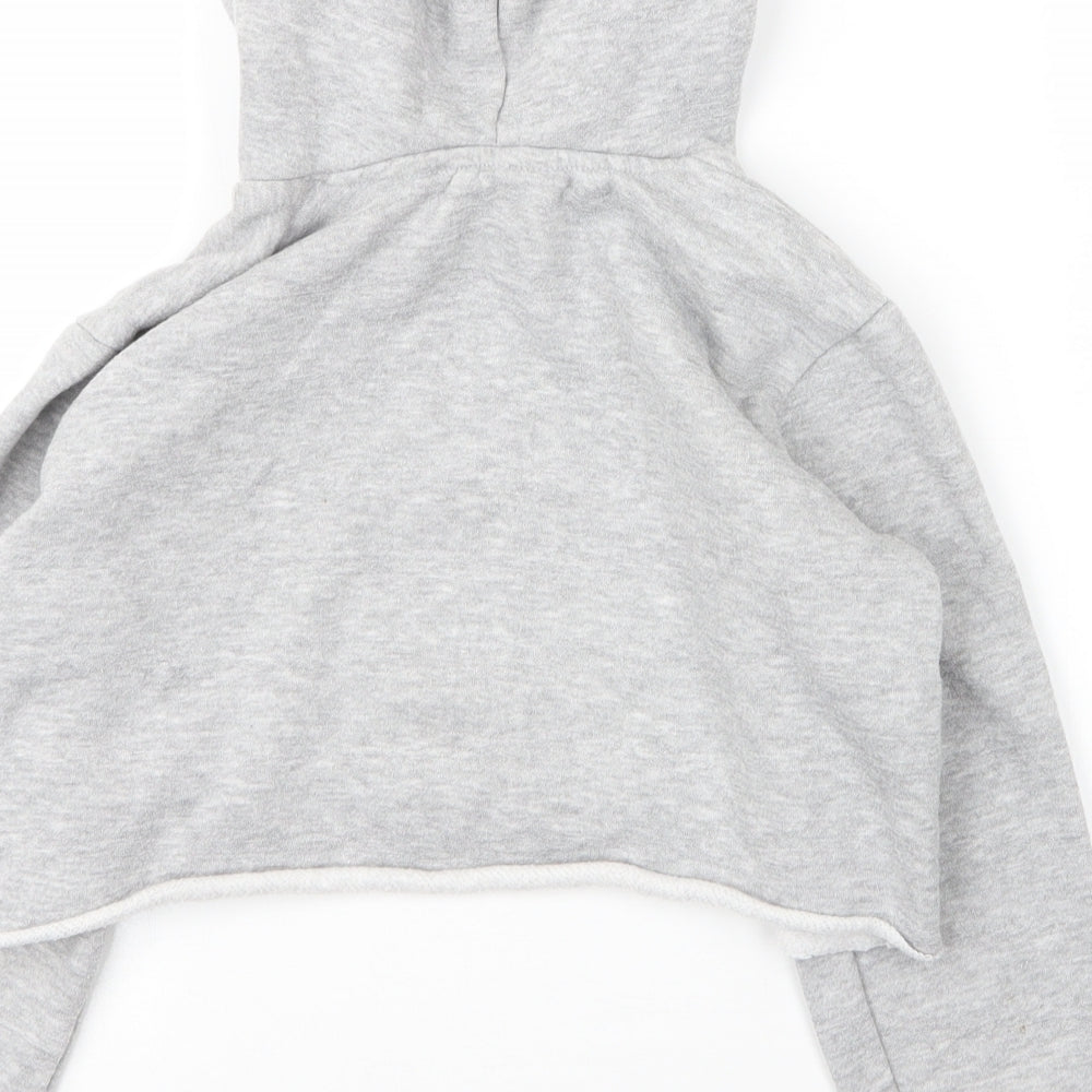 Hype Girls Grey Cotton Pullover Hoodie Size 11 Years