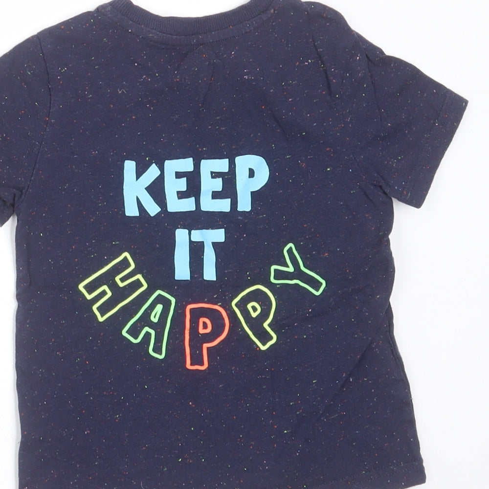 F&F Boys Blue Cotton Basic T-Shirt Size 2-3 Years Round Neck - play all day