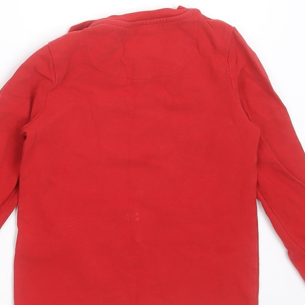 Marks & Spencer Boys Red Solid Cotton Pyjama Top Size 2-3 Years - christmas