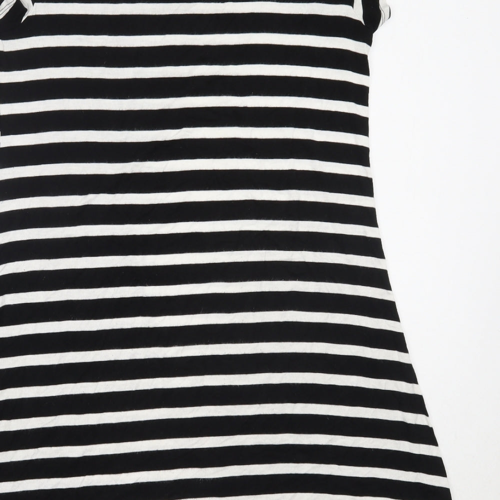 Amazon Womens Black Striped Viscose T-Shirt Dress Size M Round Neck