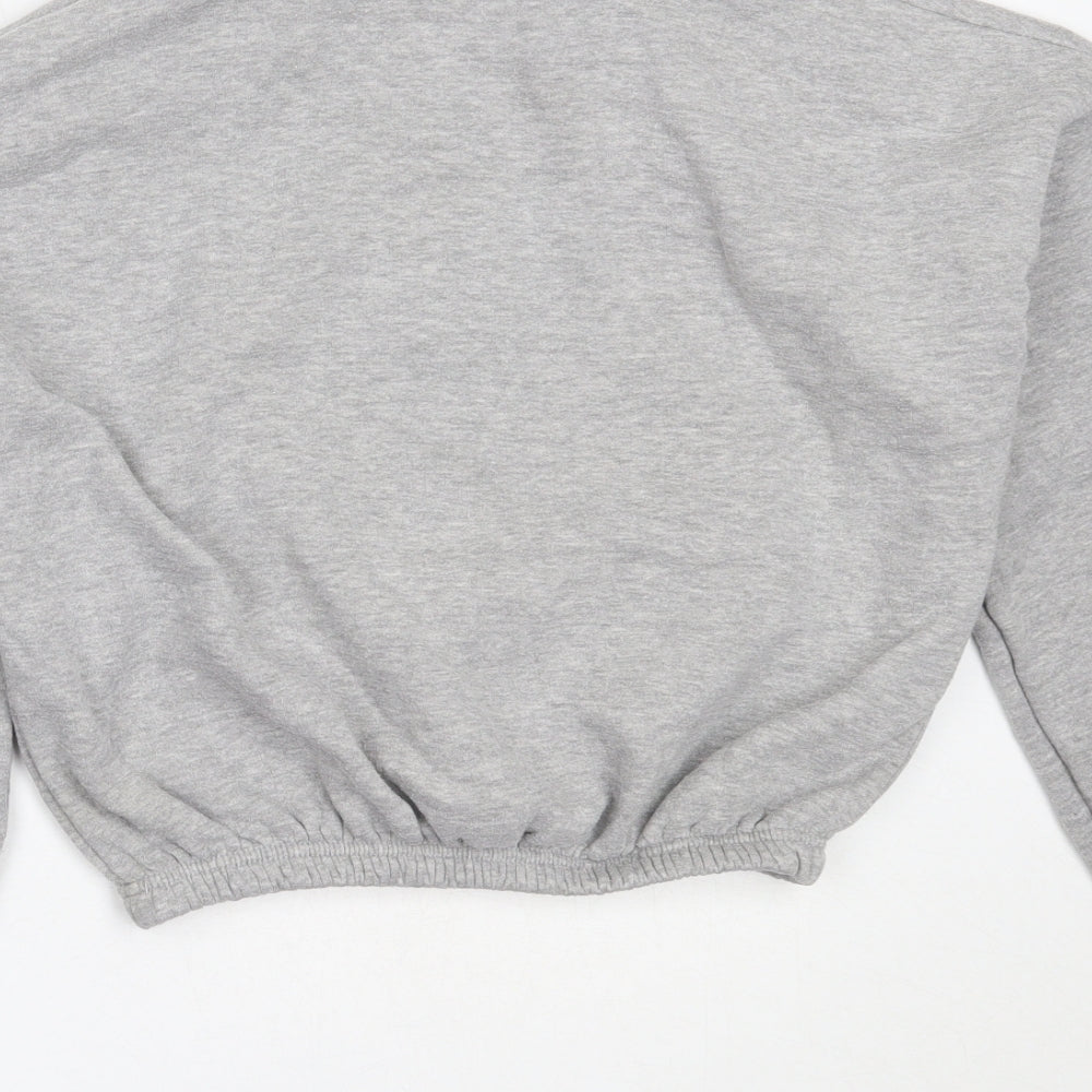 PRETTYLITTLETHING Womens Grey Polyester Henley Sweatshirt Size M