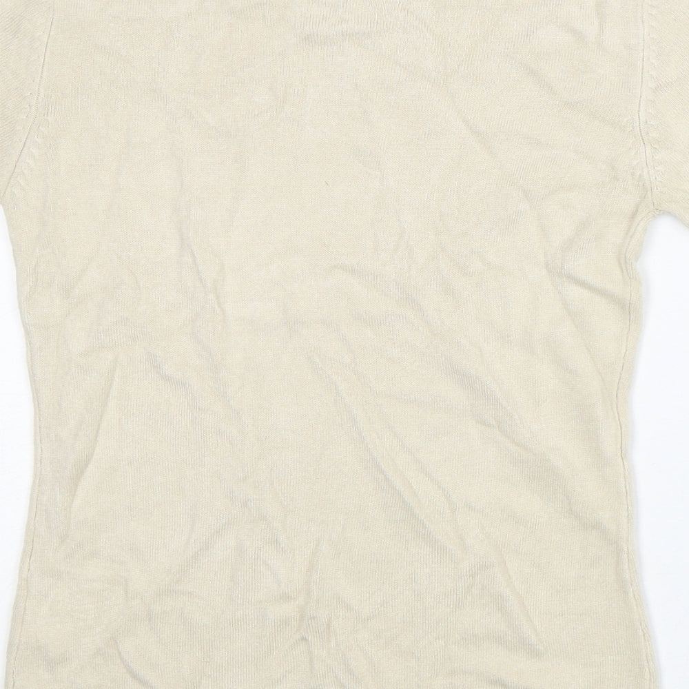 Janique Womens Grey Acrylic Basic T-Shirt Size 12 Round Neck
