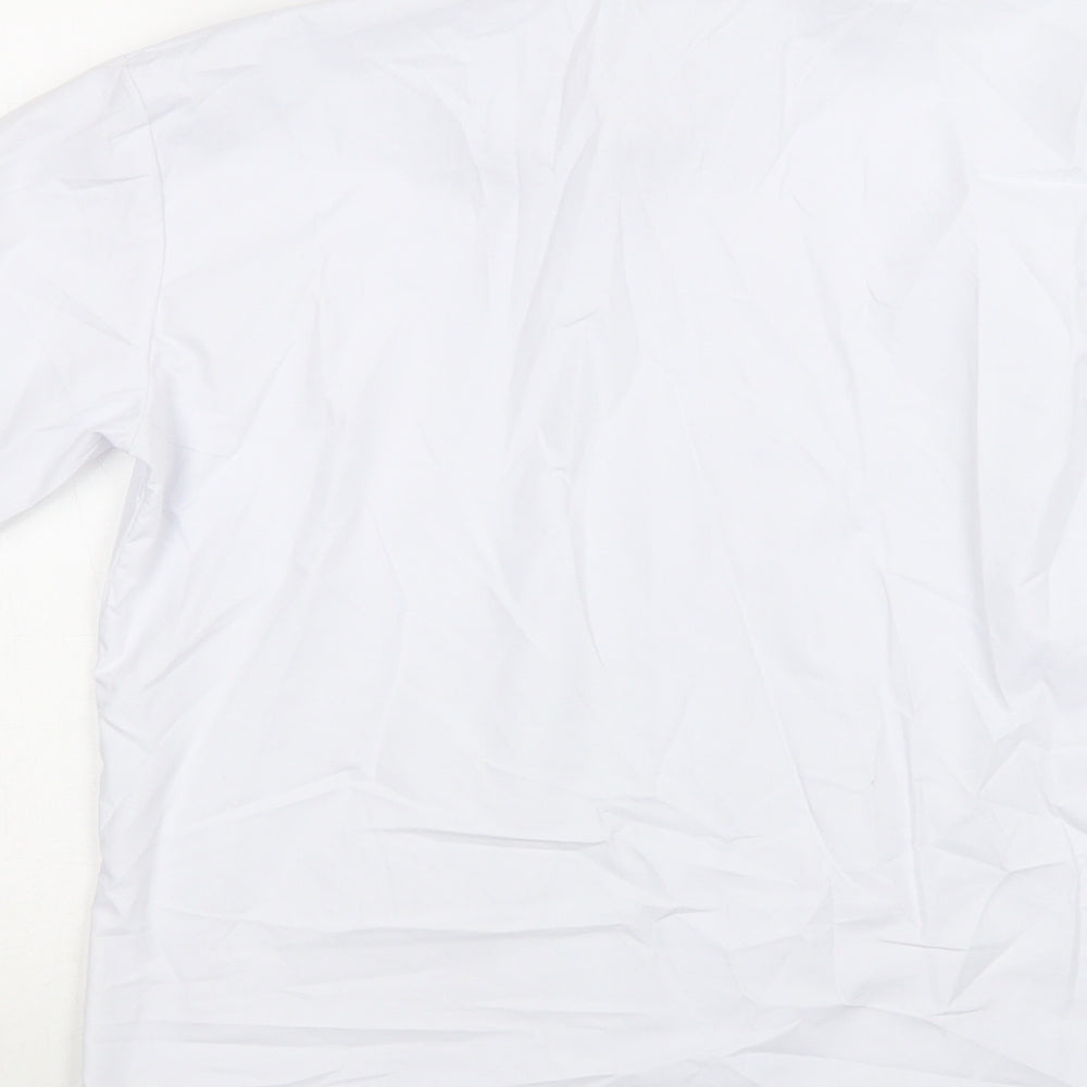 Romario Womens White Polyester Basic Button-Up Size 14 Collared