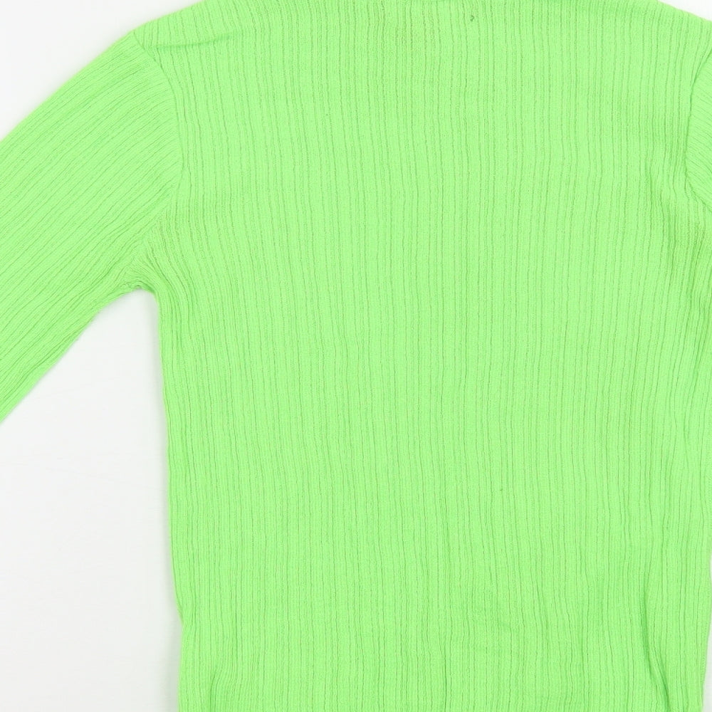Primark Womens Green Mock Neck Polyester Pullover Jumper Size XS