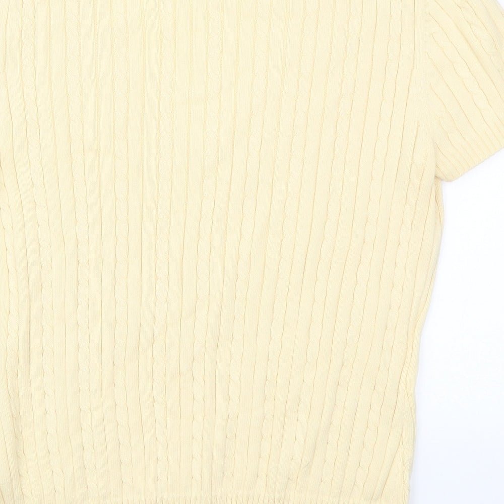 IZOD Womens Beige V-Neck Cotton Pullover Jumper Size M