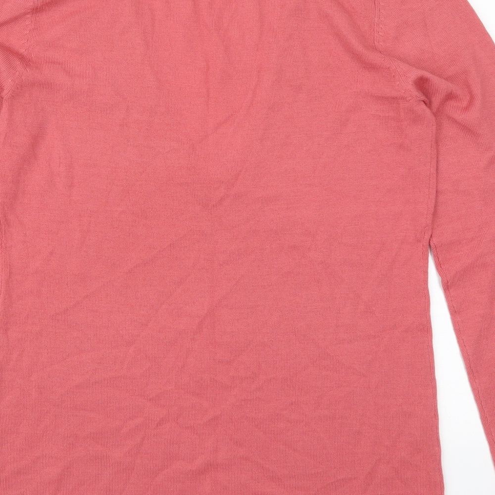 Lakeland Womens Pink V-Neck Wool Pullover Jumper Size 10
