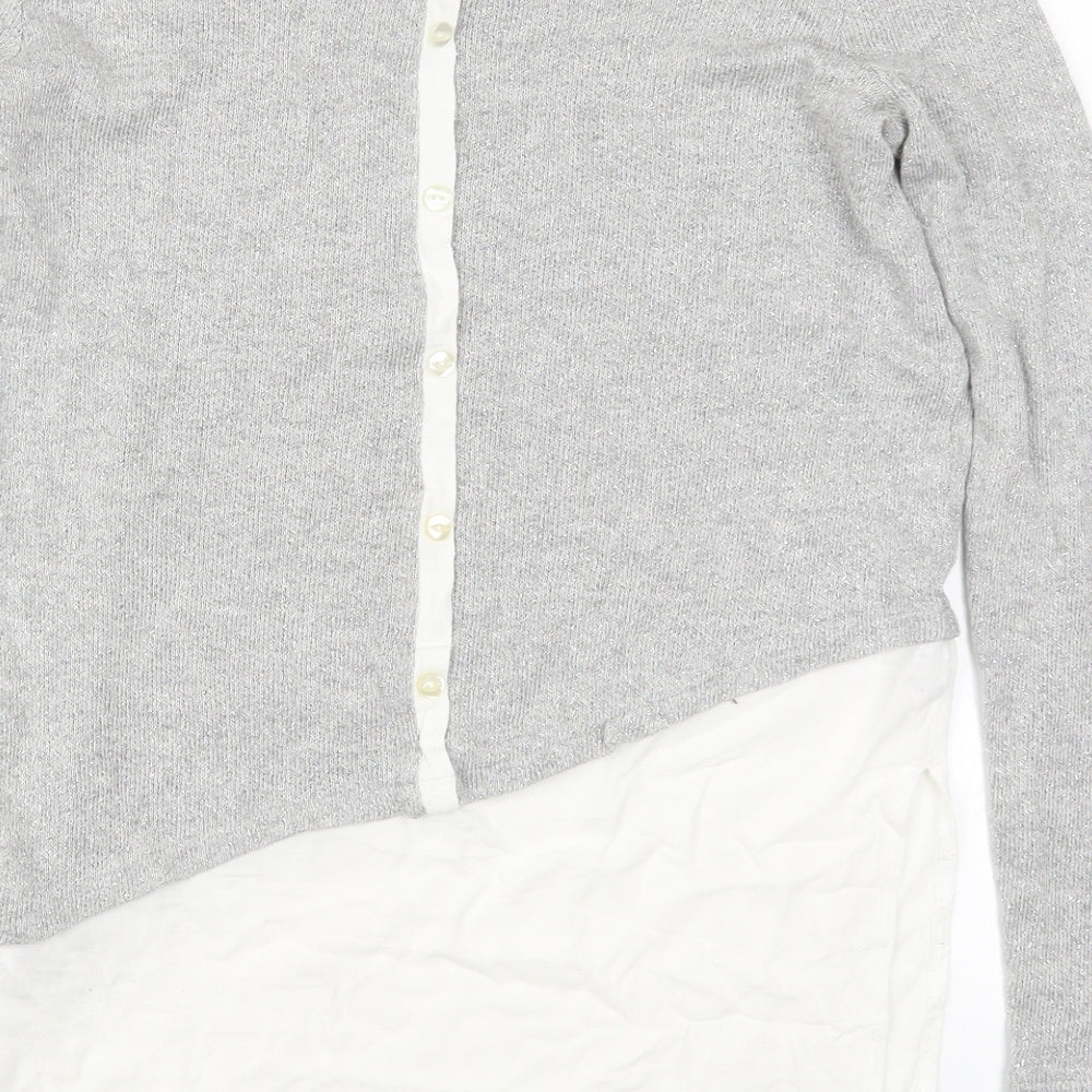 Nex Womens Silver Round Neck Viscose Pullover Jumper Size 8