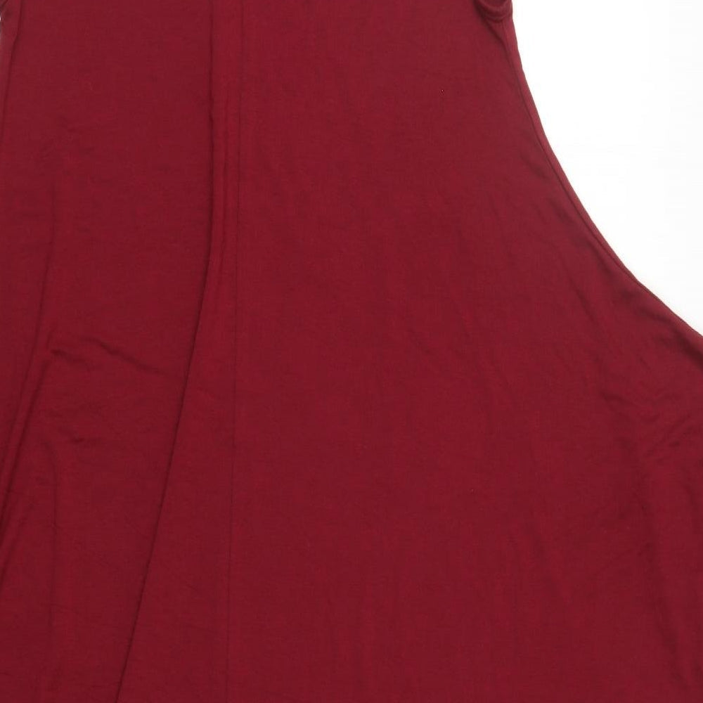 Boohoo Womens Red Viscose Tank Dress Size M Round Neck Pullover