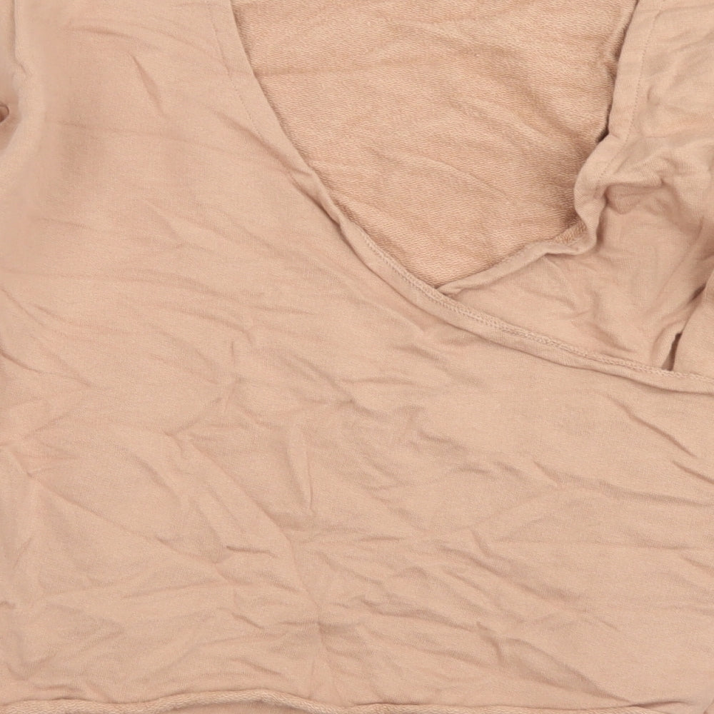 Zara Womens Brown Cotton Wrap T-Shirt Size S Off the Shoulder - Plunge back