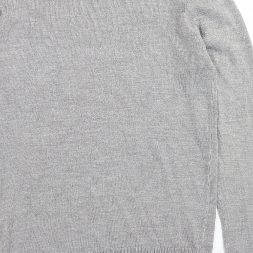 Cedarwood State Mens Grey Crew Neck Acrylic Pullover Jumper Size S