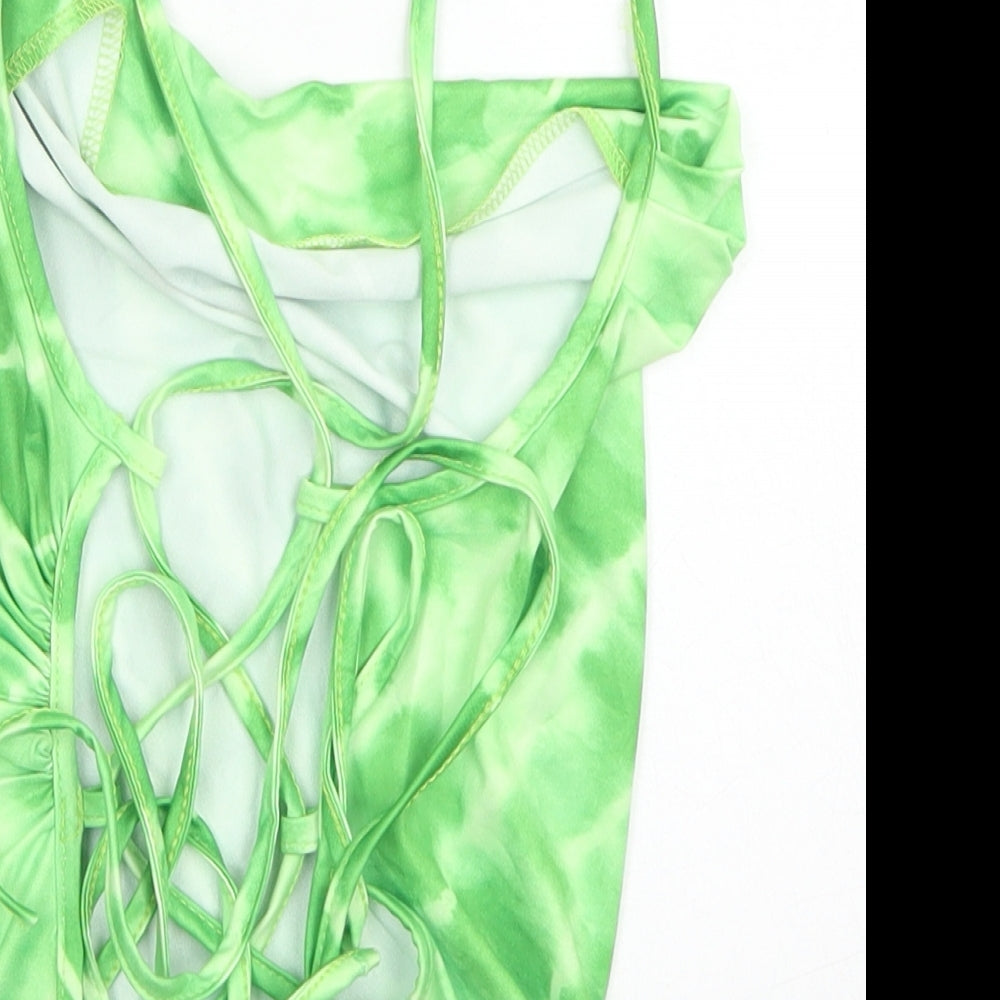 SheIn Womens Green Polyester Cropped Tank Size S Cowl Neck - Corset style back