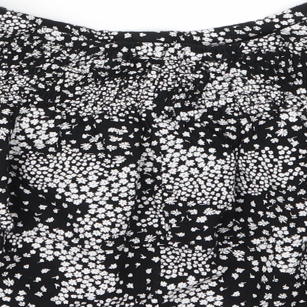 Marks & Spencer Girls Black Floral Viscose Mini Skirt Size 7 Years Regular