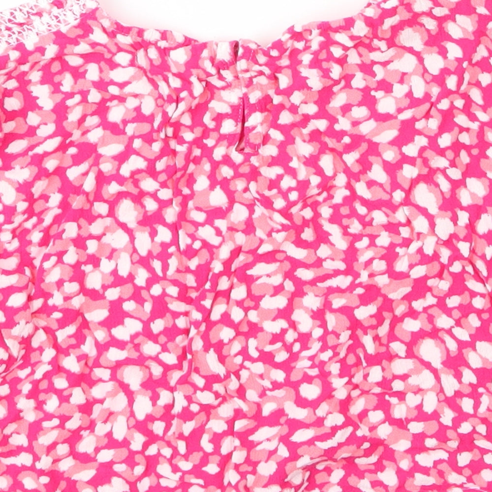 Minoti Girls Pink Viscose Cropped Blouse Size 11 Years Round Neck