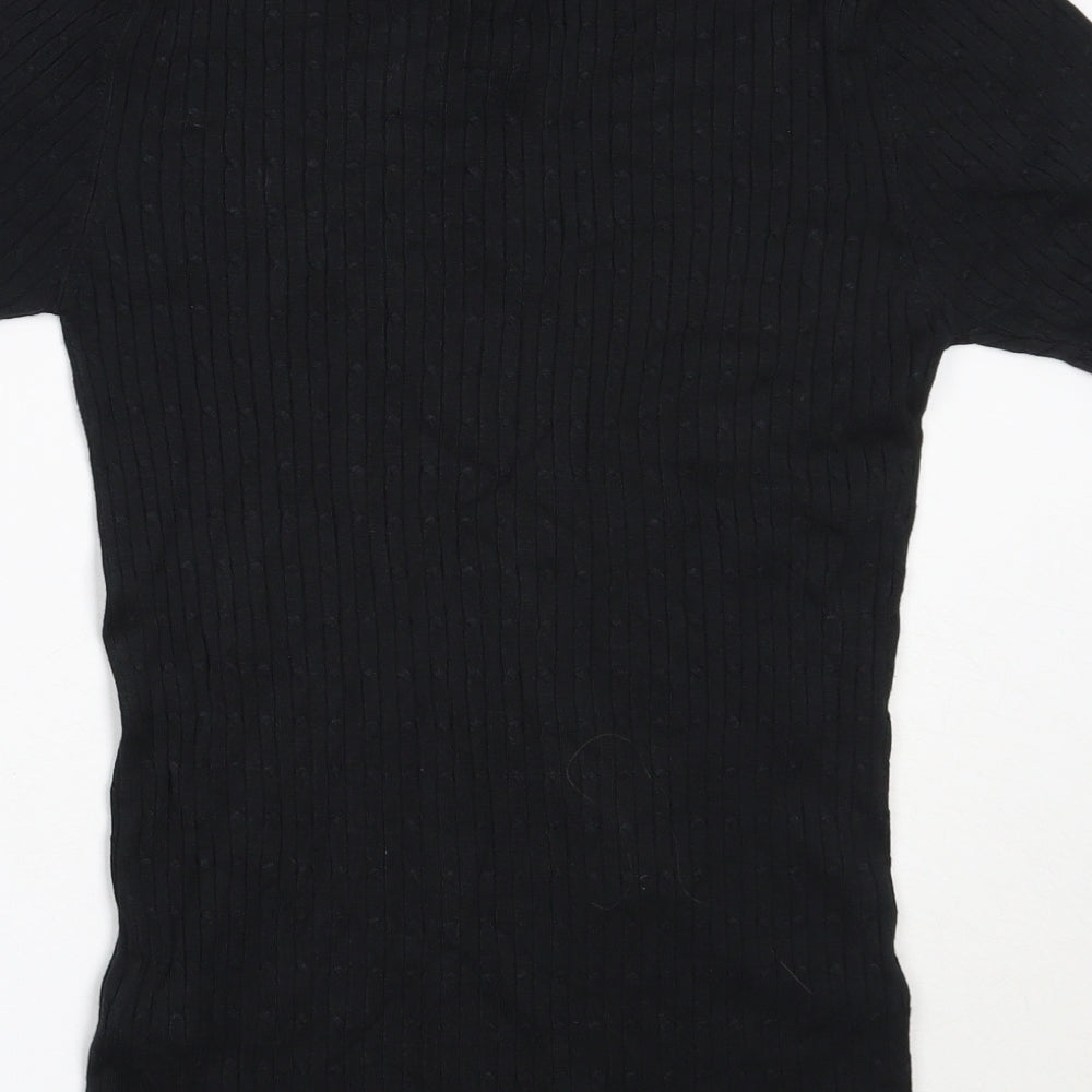 Boohoo Mens Black Viscose Polo Size S Collared