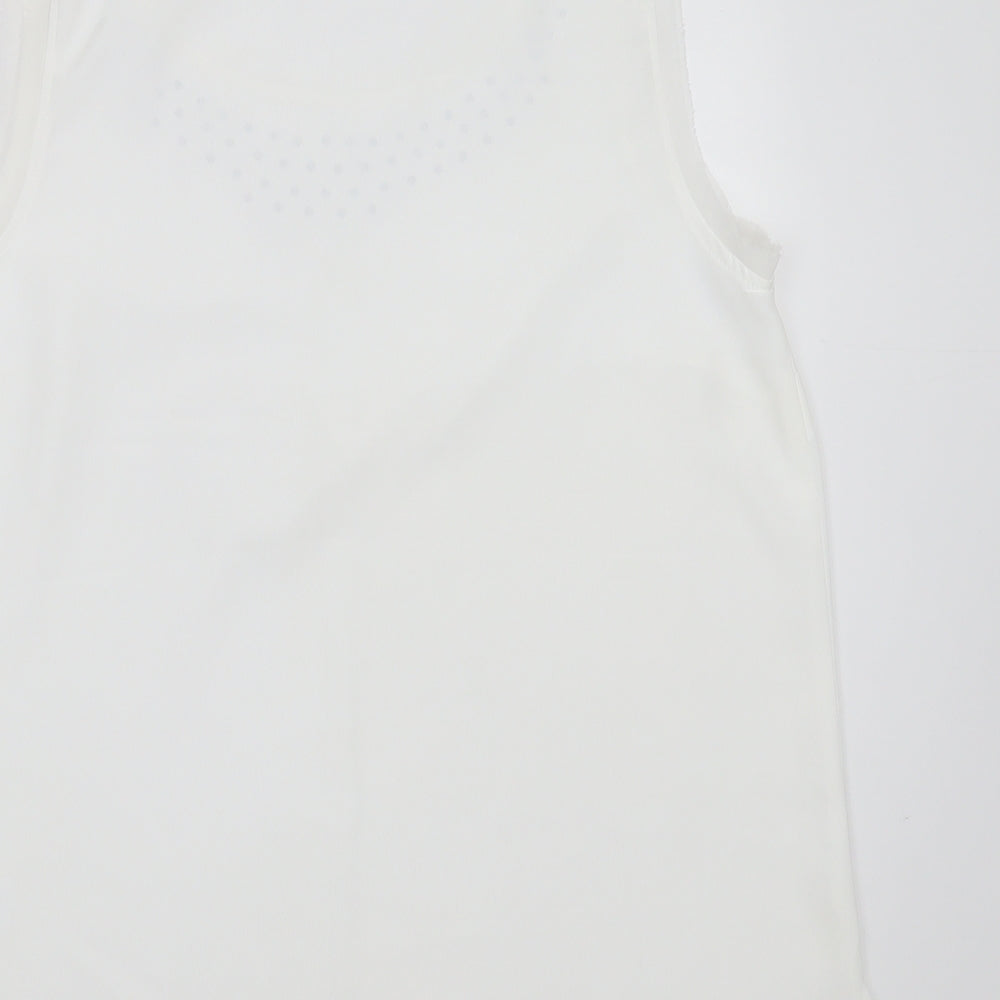 Soon Womens White Polyester Basic Blouse Size 10 Round Neck - studded