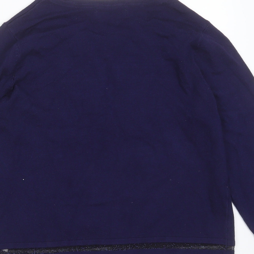 Papaya Womens Blue Round Neck Striped Viscose Cardigan Jumper Size 10