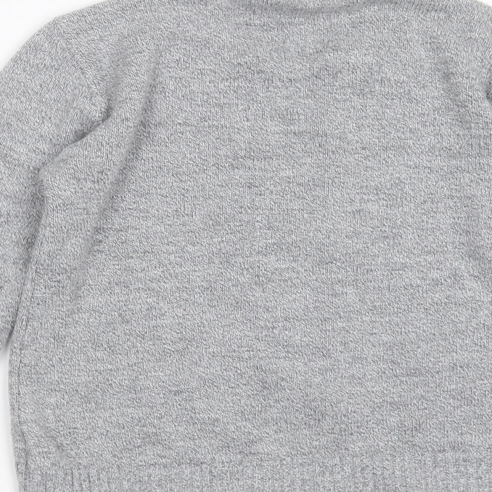 Choice Collection Womens Grey Round Neck Striped Acrylic Pullover Jumper Size S