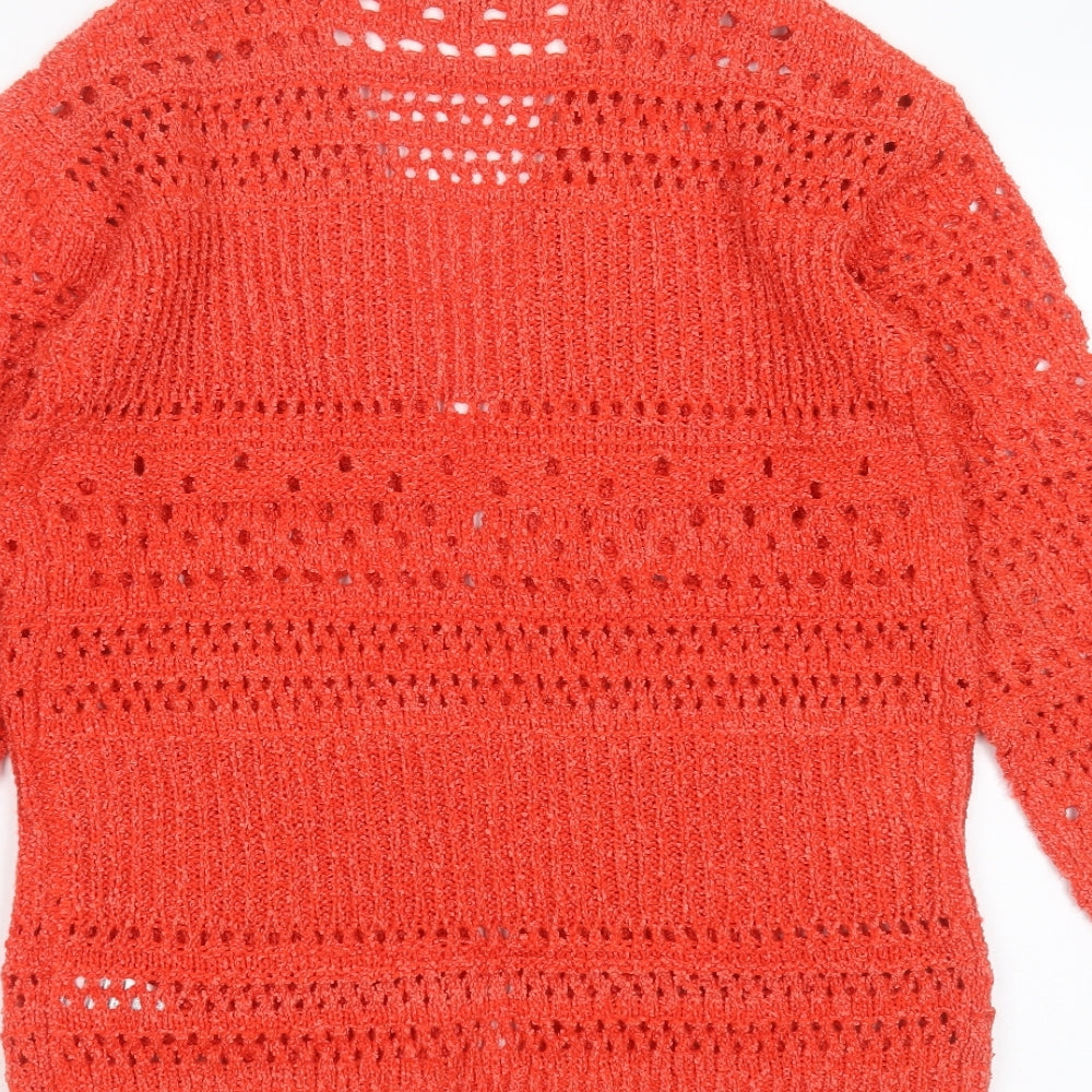 Papaya Womens Red V-Neck Striped Polyester Cardigan Jumper Size S