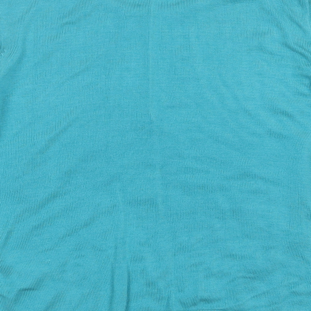 Bonmarché Womens Blue Round Neck Geometric Acrylic Pullover Jumper Size S - beaded