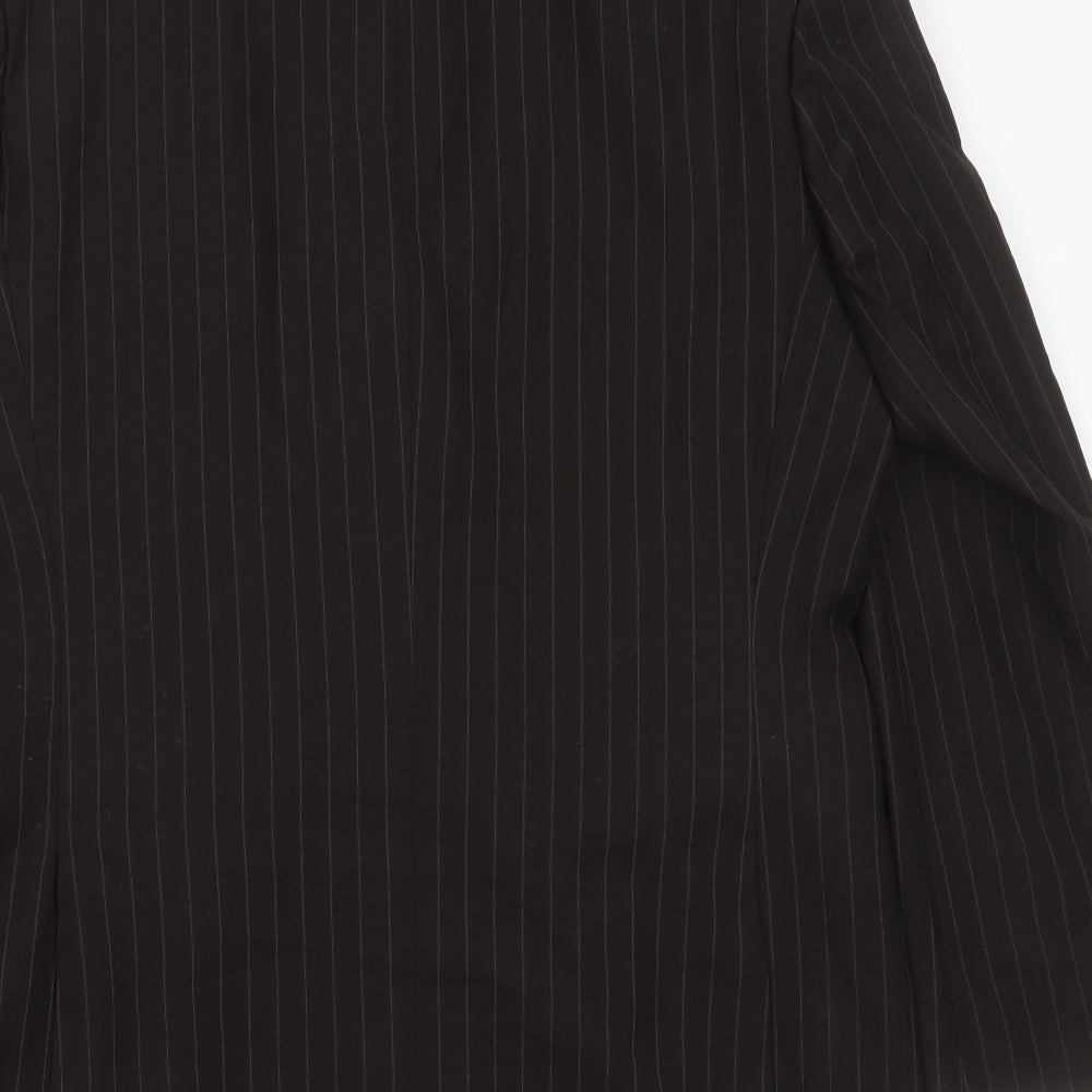 Burton Mens Brown Striped Polyester Jacket Suit Jacket Size 42