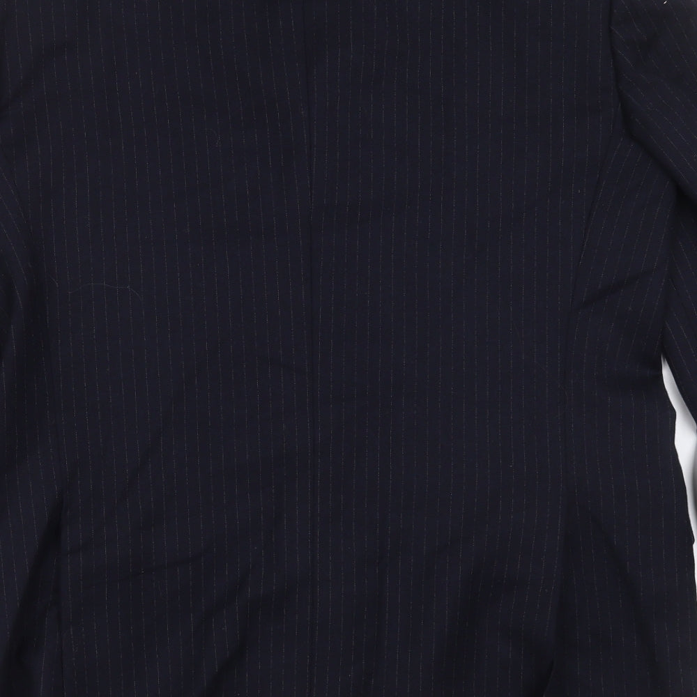 aledoa Mens Blue Striped Wool Jacket Suit Jacket Size 38
