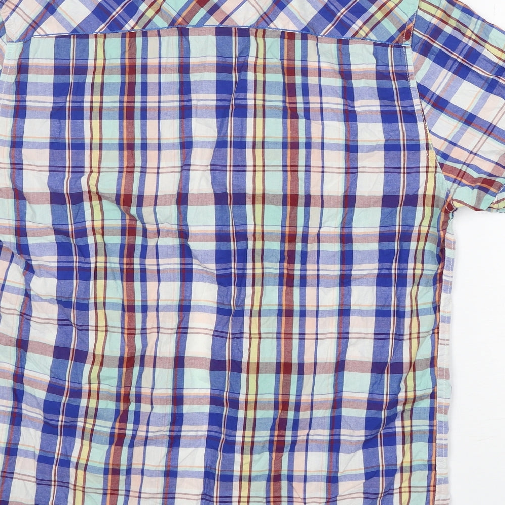 Easy Mens Multicoloured Check Cotton Button-Up Size M Collared Button - Soft