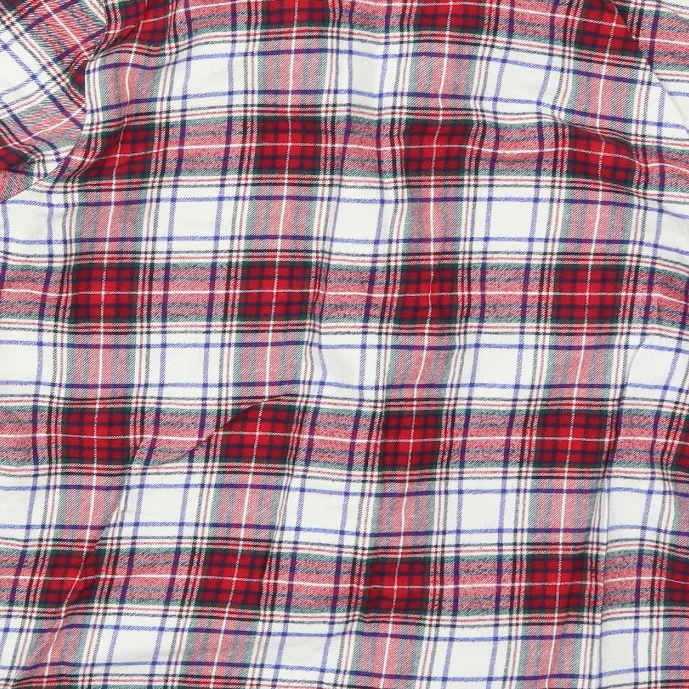 Marks & Spencer Womens Red Check Cotton Top Pyjama Top Size 8 Button
