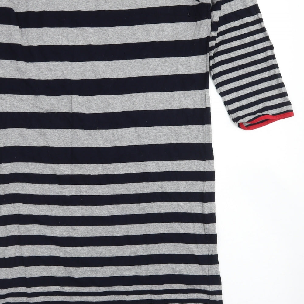 Autograph Womens Grey Striped Viscose A-Line Size 12 Round Neck