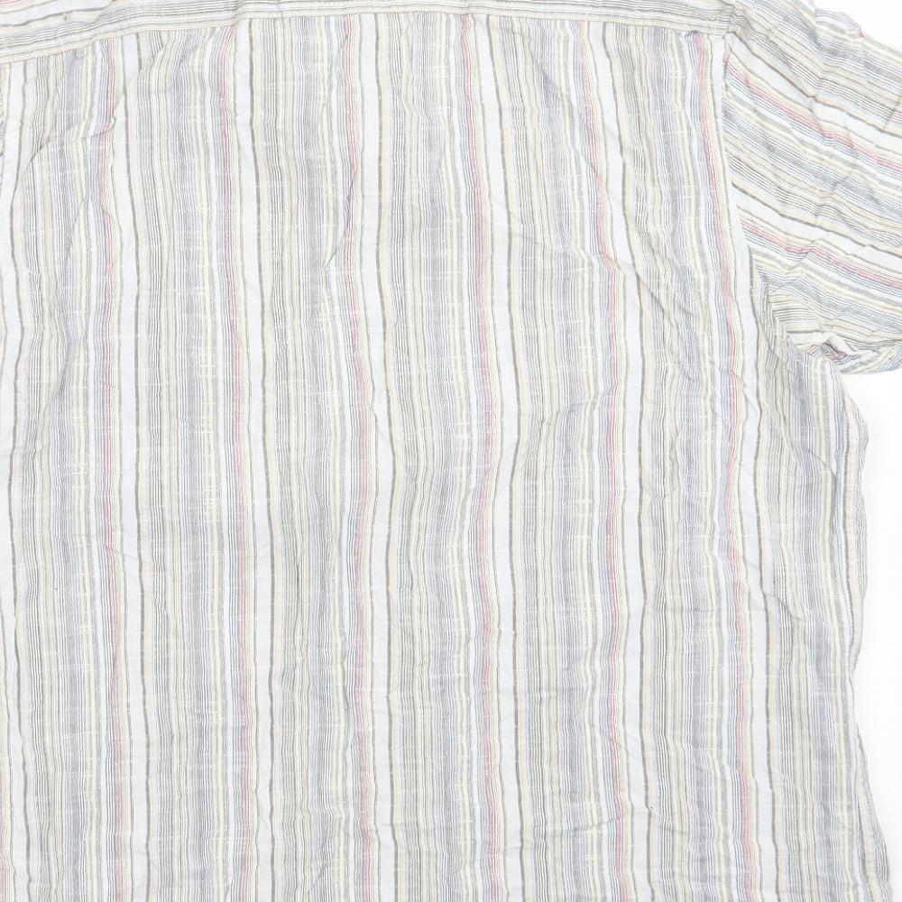 Easy Mens Blue Striped Cotton Button-Up Size M Collared Button