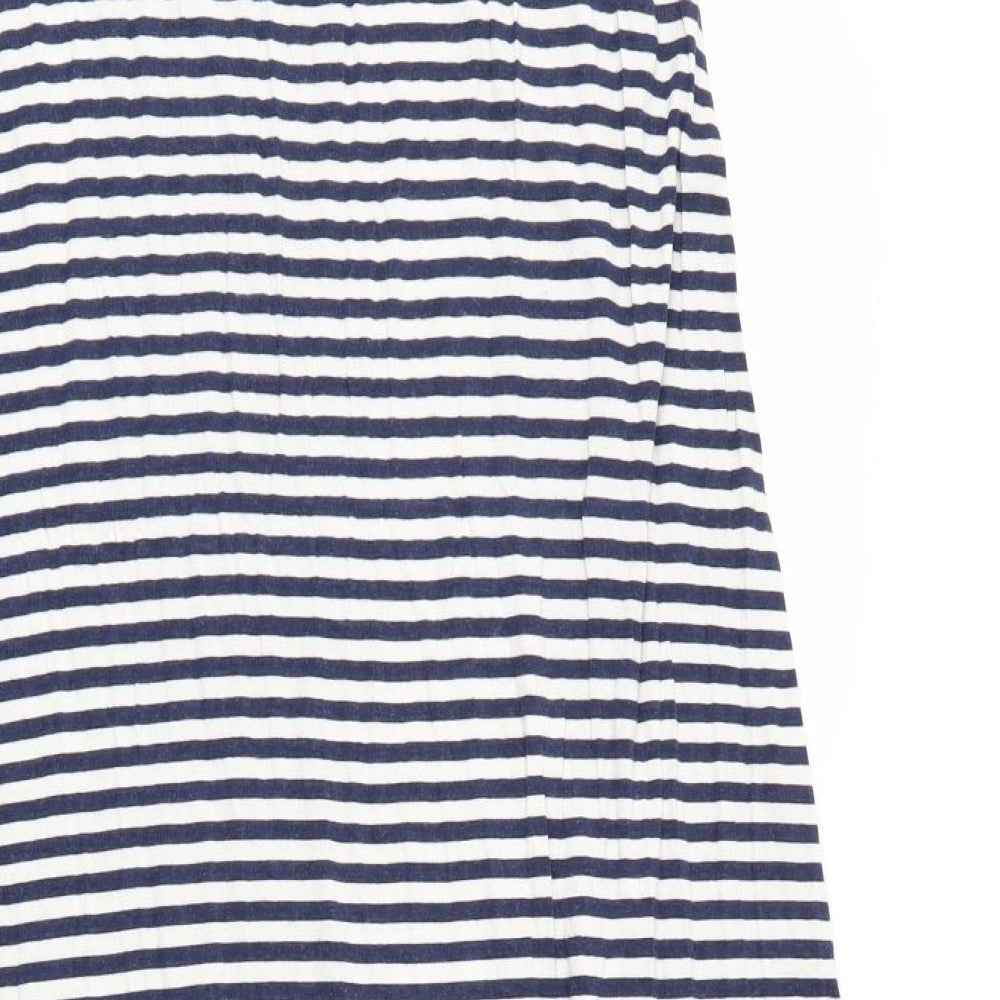 Max Studio Womens Blue Striped Elastane Maxi Size M Off the Shoulder