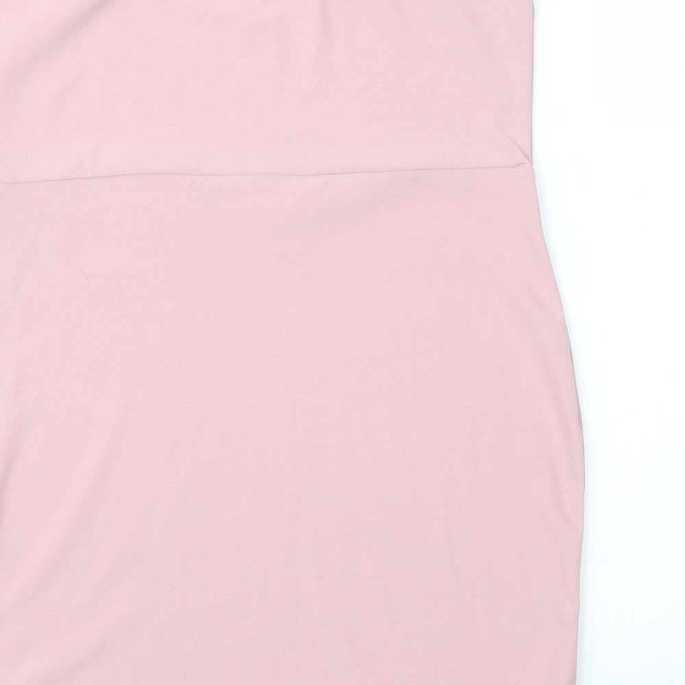 PRETTYLITTLETHING Womens Pink Polyester Basic Blouse Size 16 Off the Shoulder