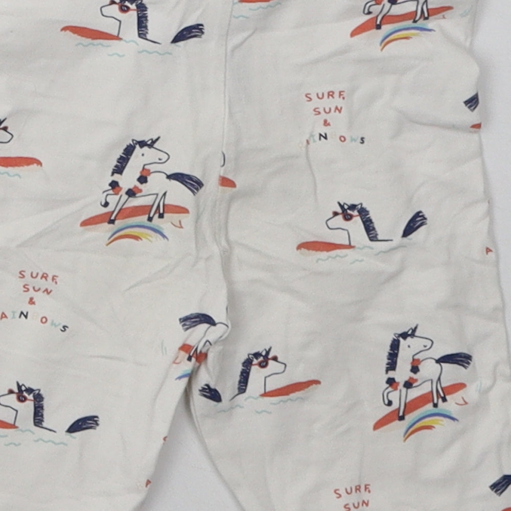 Marks & Spencer Boys White Geometric Cotton Sweat Shorts Size 2-3 Years Regular - Unicorn