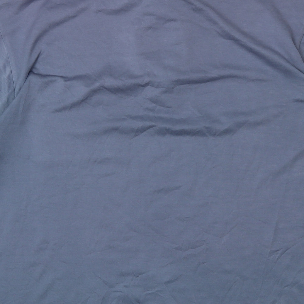 canda Mens Blue Cotton Button-Up Size M Collared Button
