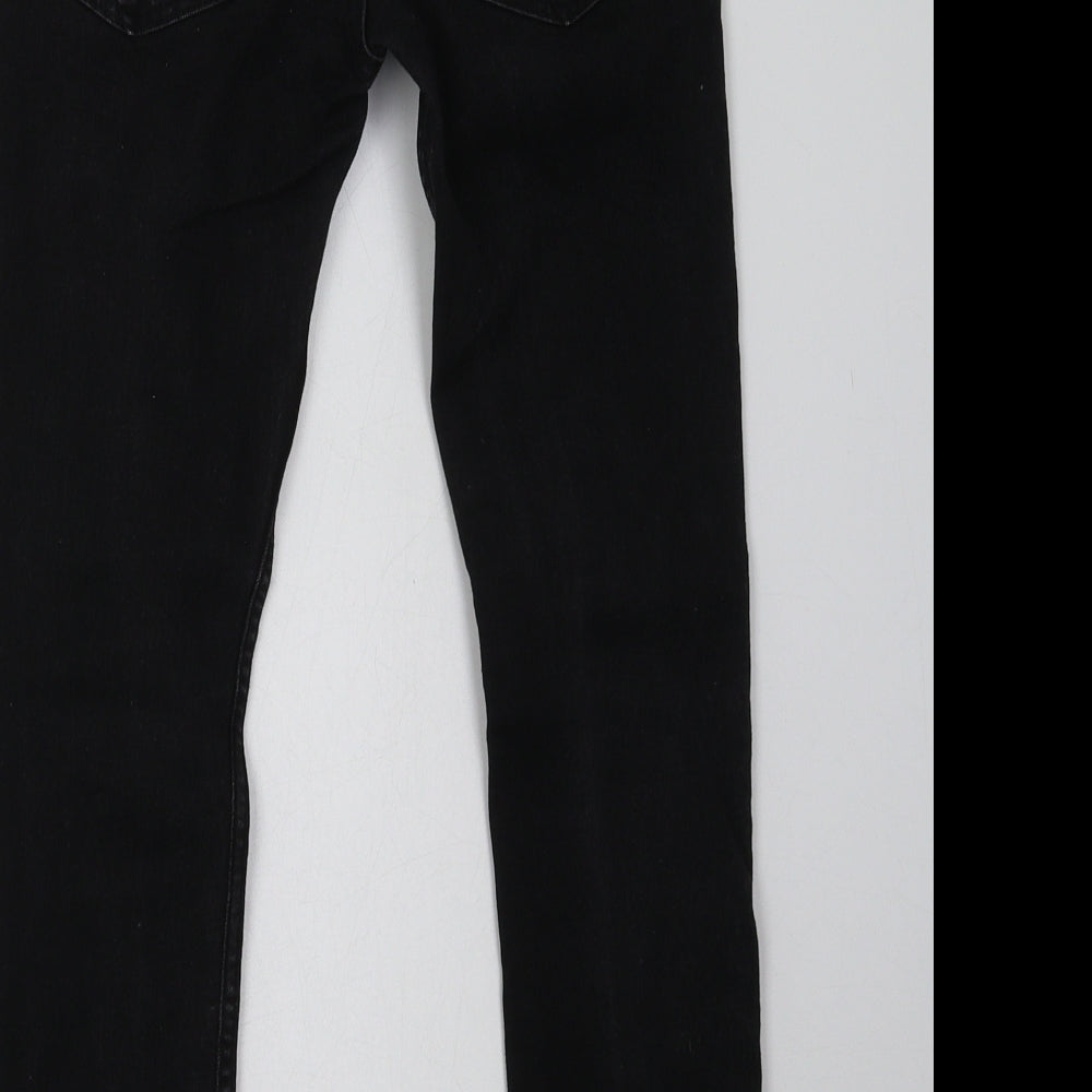 H&M Girls Black Cotton Straight Jeans Size 9 Years Regular Button