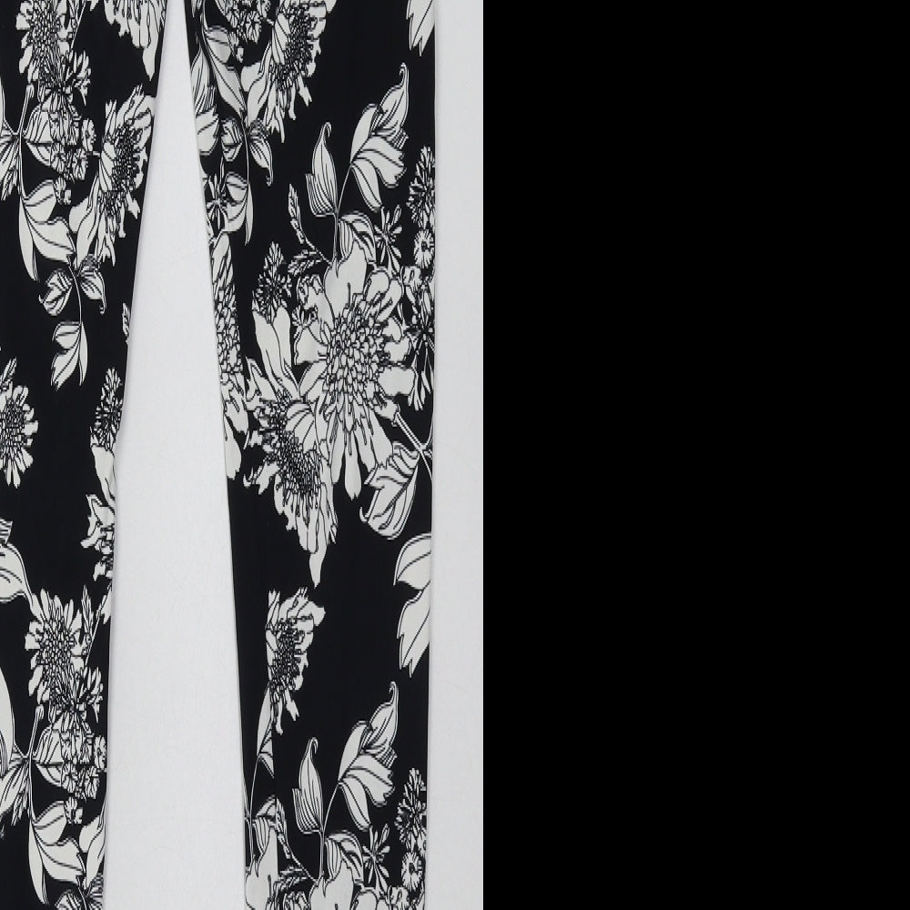 H&M Womens Black Floral Polyester Sweatpants Trousers Size S L30 in Regular