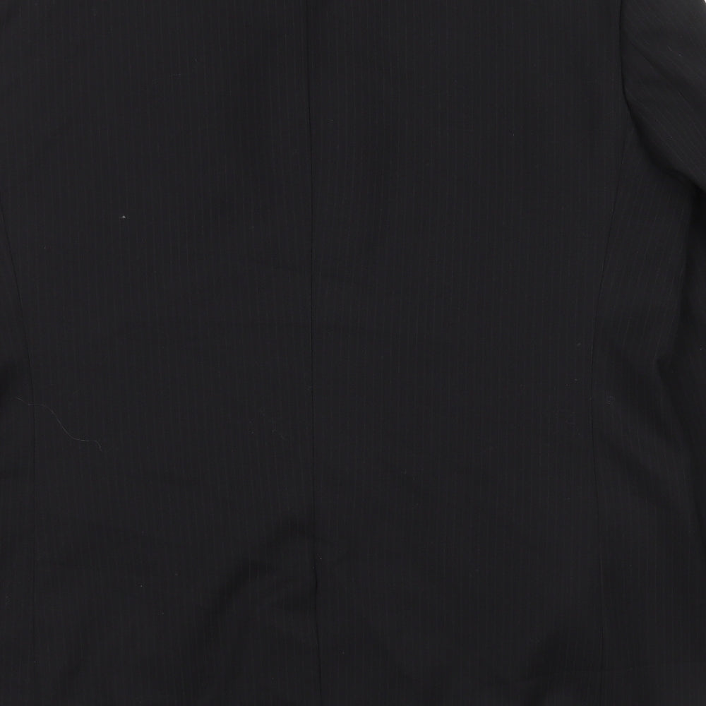 Genesis Mens Black Striped Polyester Jacket Suit Jacket Size 44