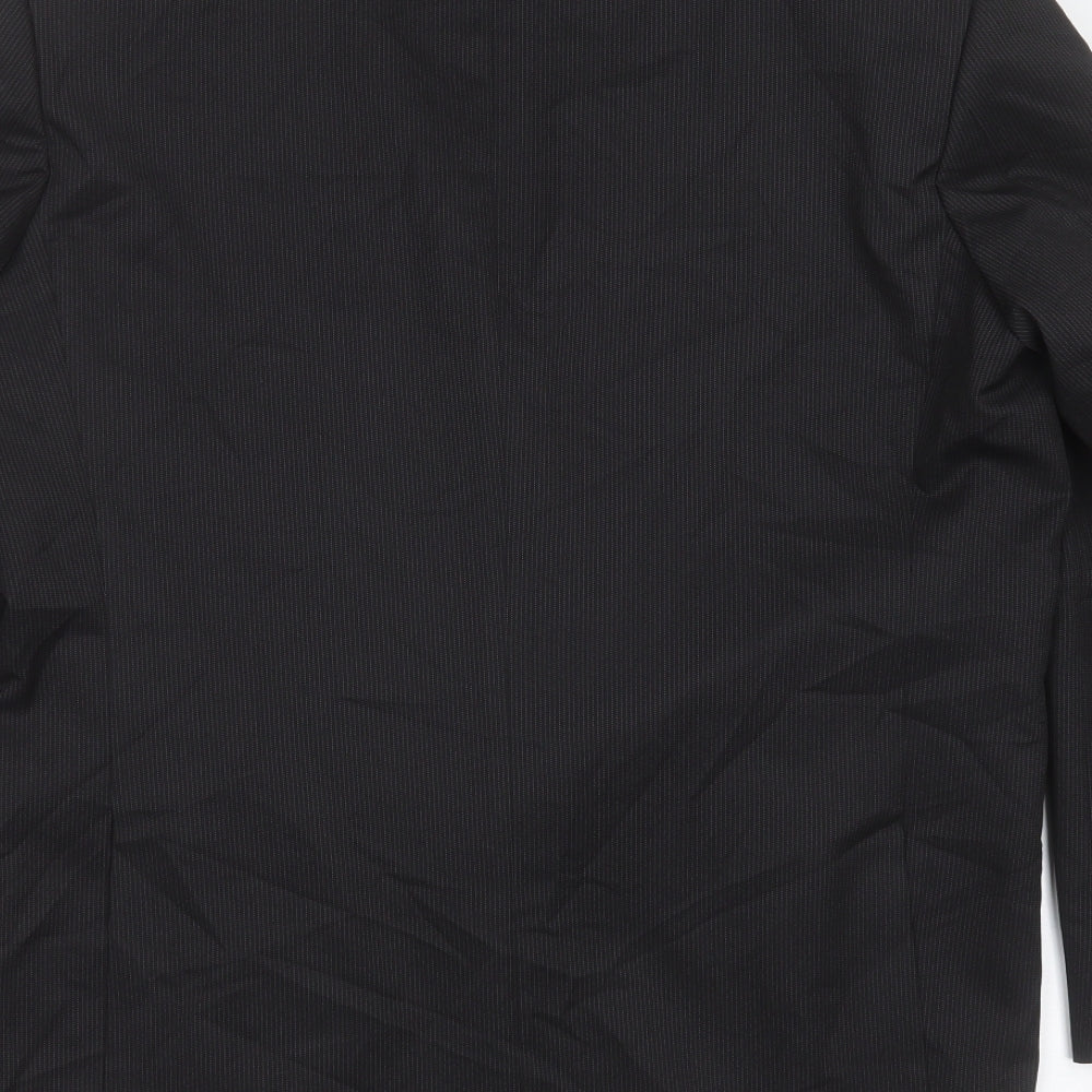 karl jackson Mens Black Striped Polyester Jacket Suit Jacket Size 42