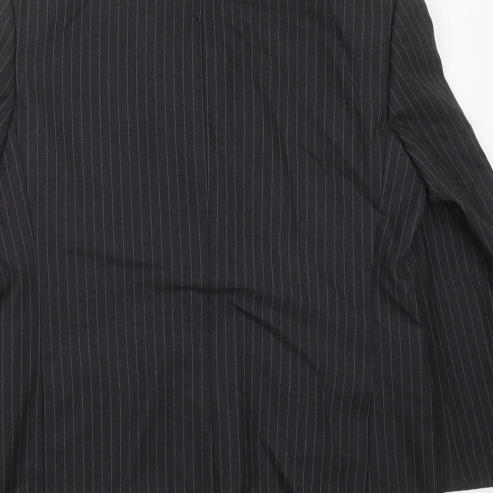 LABEL Mens Grey Striped Wool Jacket Suit Jacket Size 42