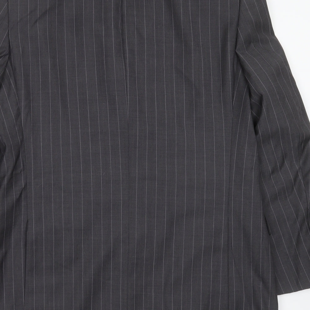 Marks & Spencer Mens Grey Striped Wool Jacket Suit Jacket Size 42