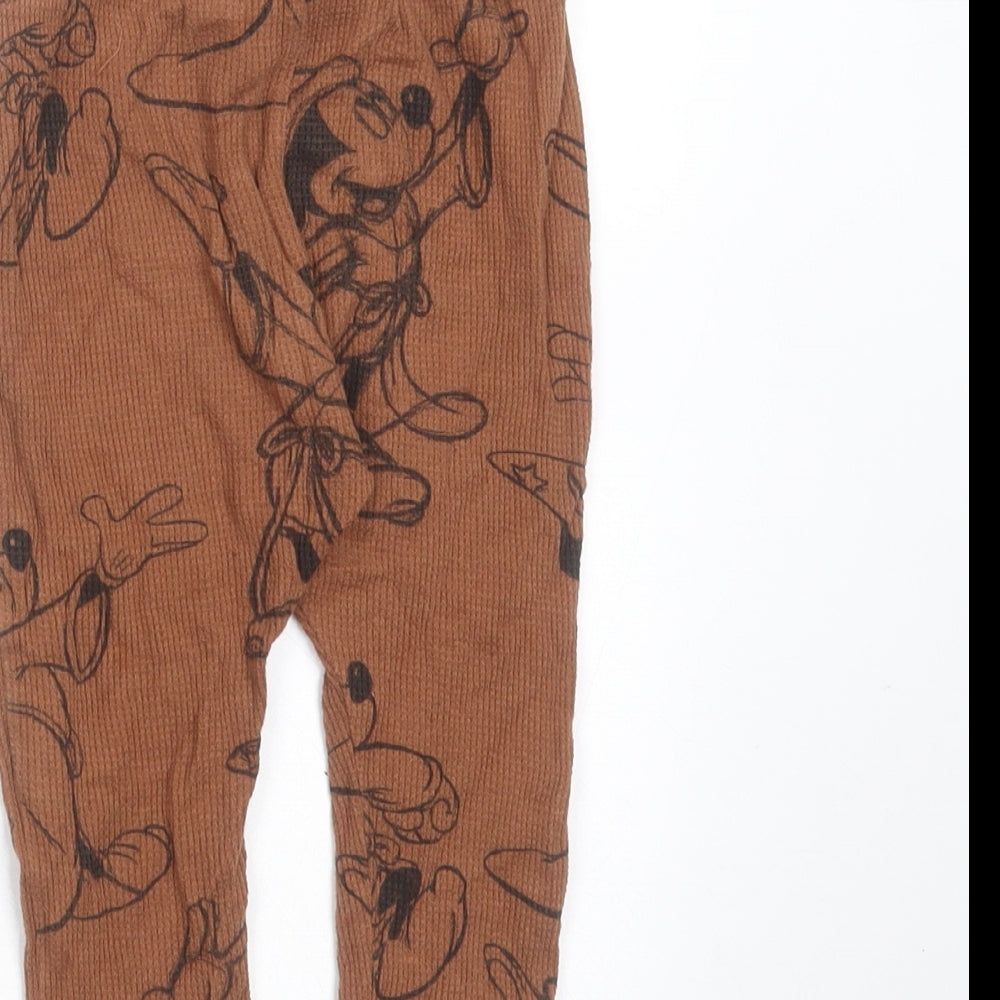 Zara Baby Brown Cotton Leggings Size 12-18 Months - Mickey mouse