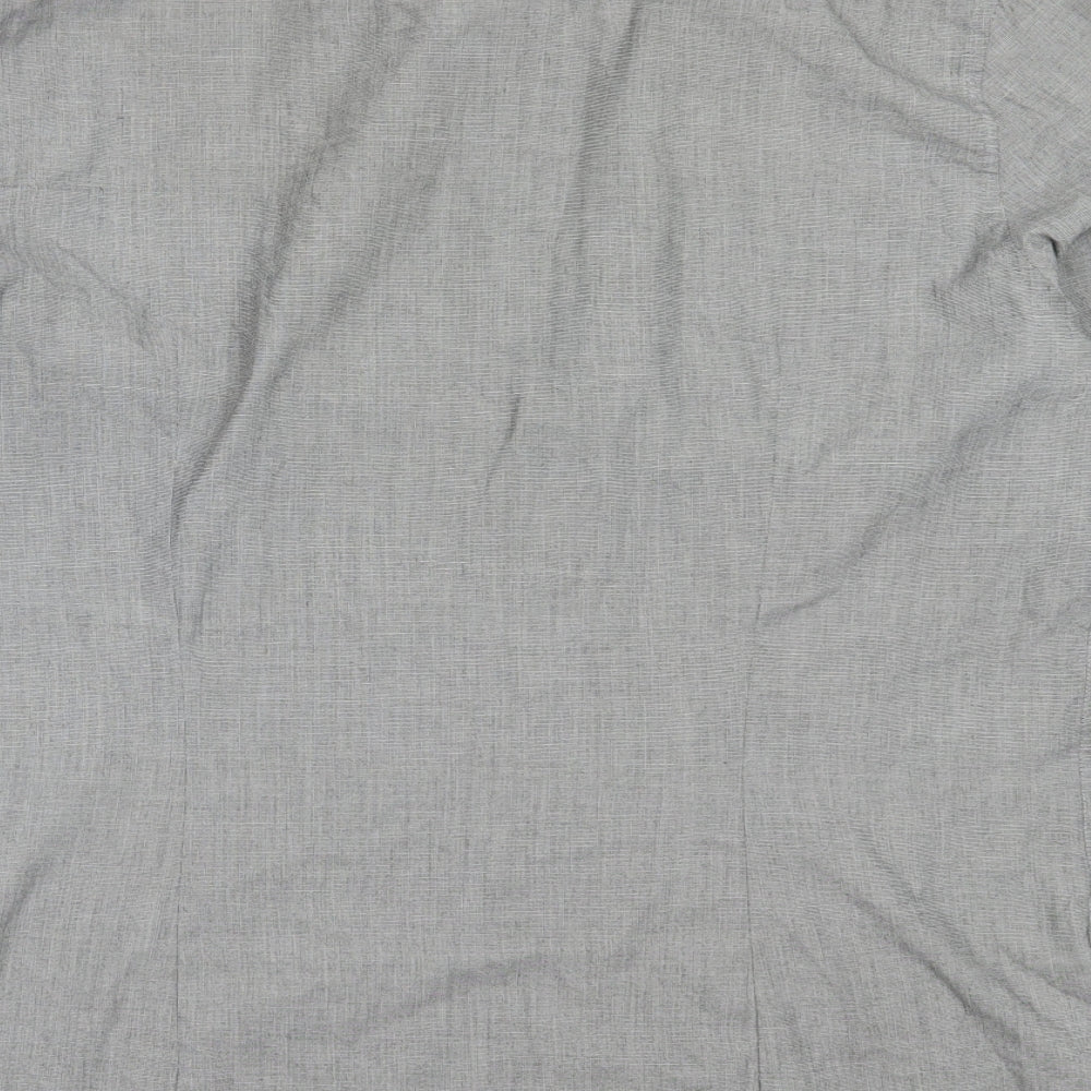 Easy Mens Grey Polyester Button-Up Size L Collared