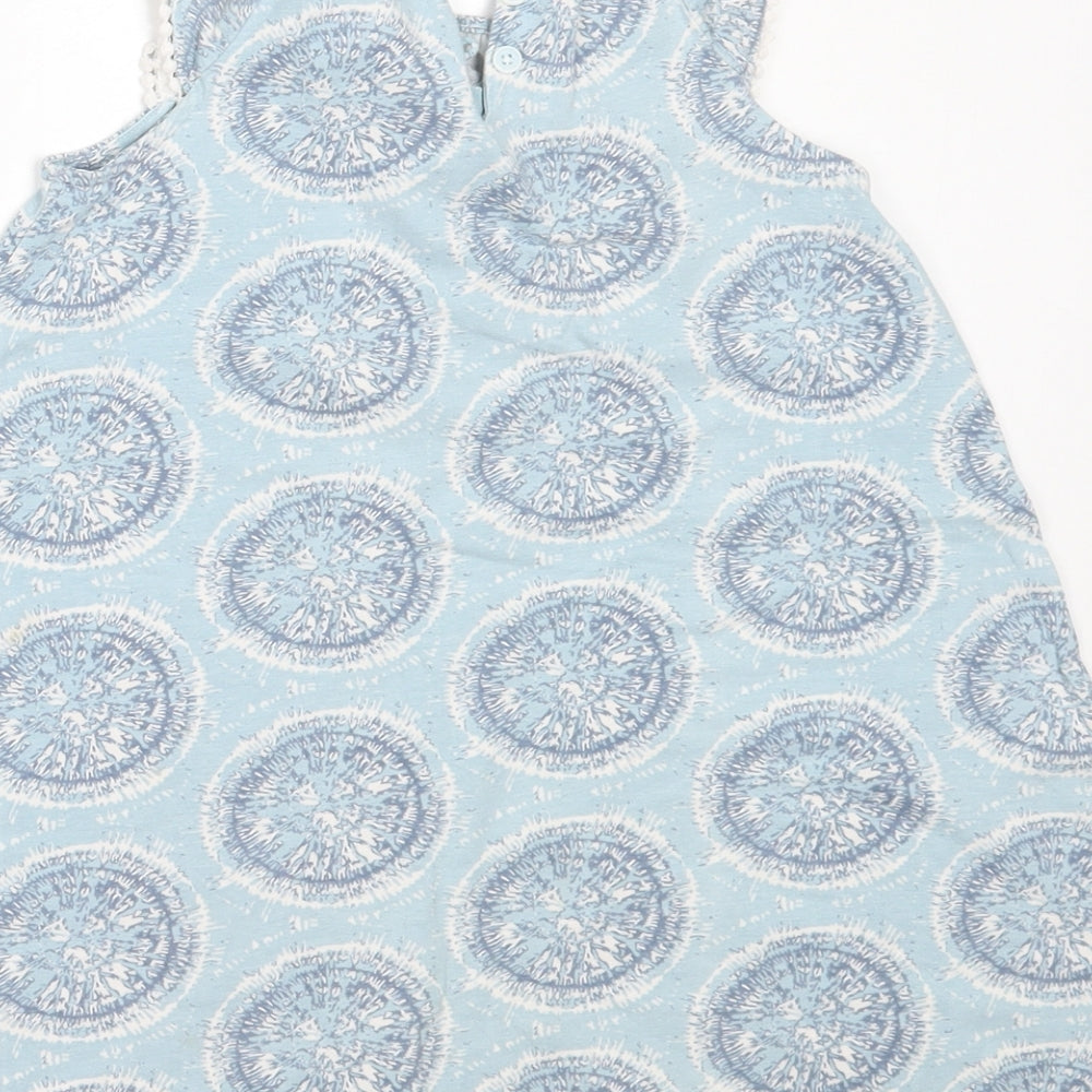 Sigrid Olsen Girls Blue Geometric Cotton Shift Size 3-4 Years Round Neck