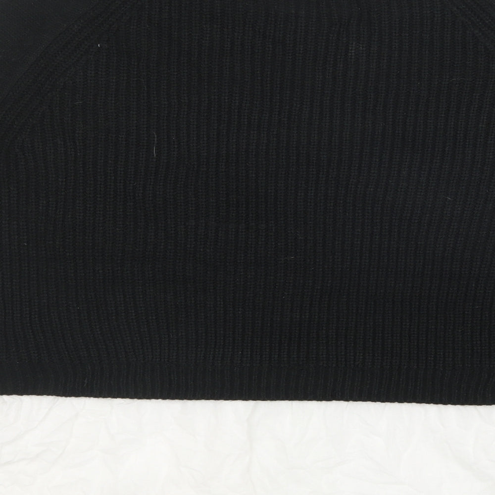 Real Clothing Womens Black Crew Neck Acrylic Pullover Jumper Size L