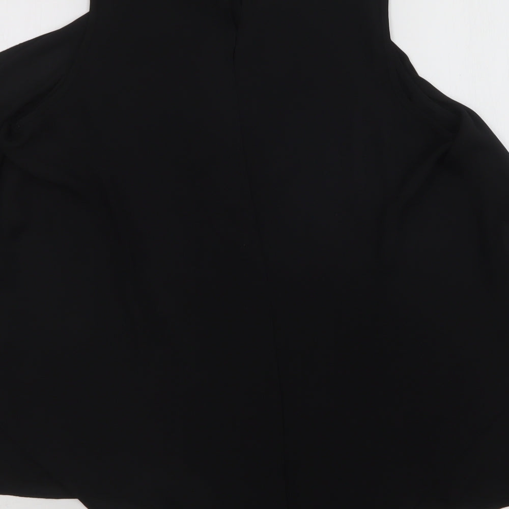 River Island Womens Black Polyester Basic Blouse Size 10 Round Neck