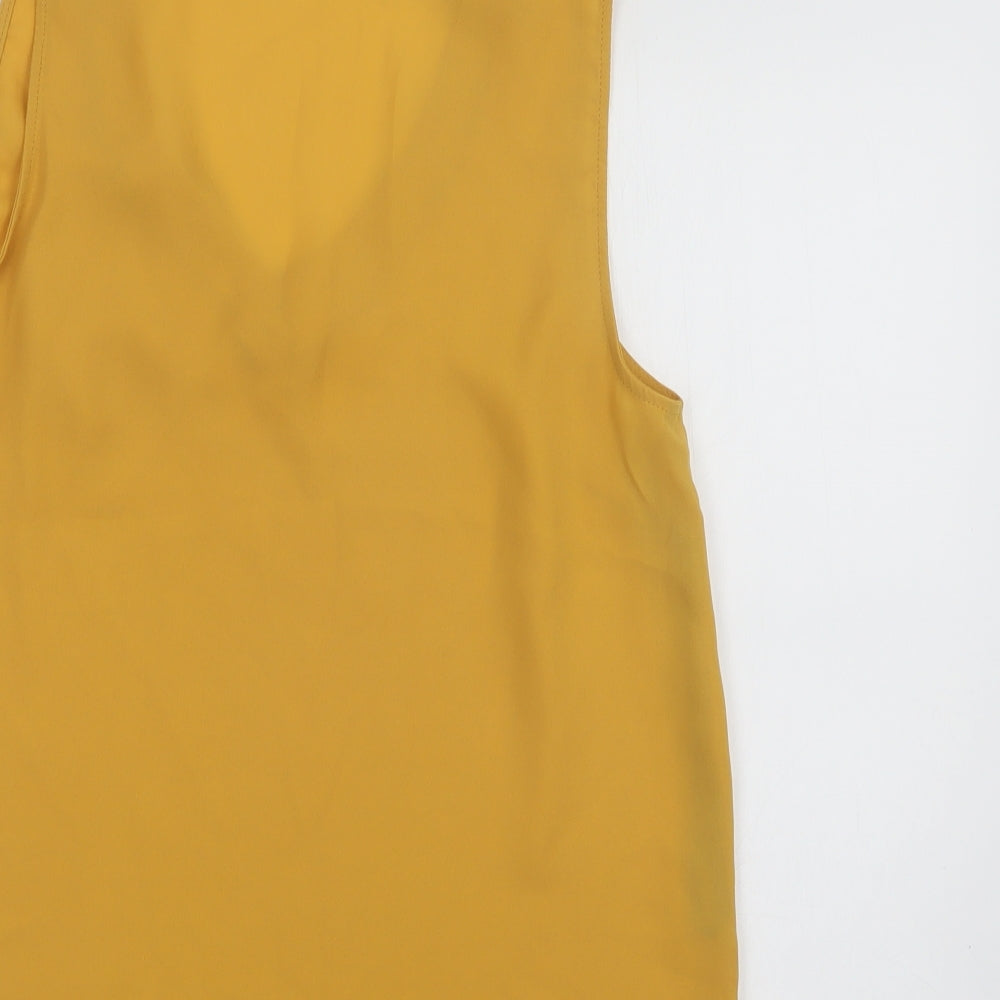 Primark Womens Yellow Polyester Basic Button-Up Size 10 V-Neck